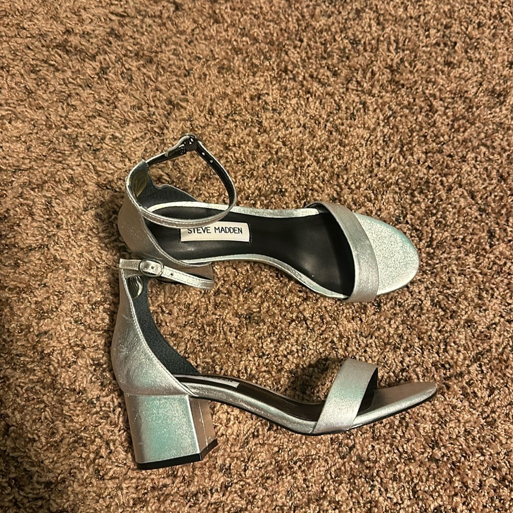 Steve Madden Silver Block Heels
